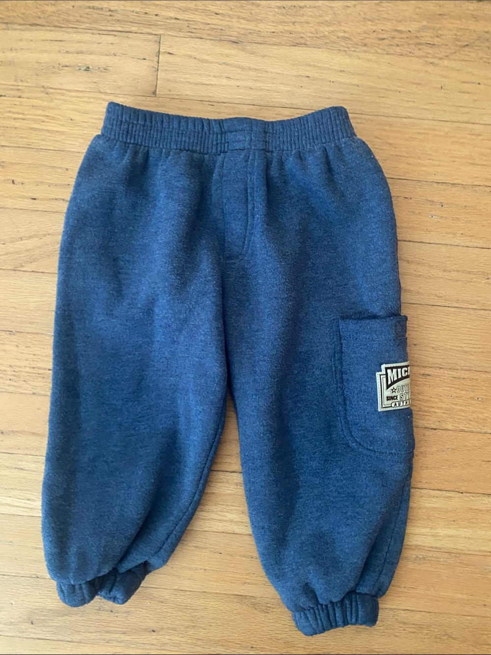 Vintage Mickwy Navy Blue Kids Jogger Sweatpants with Patch Pocket